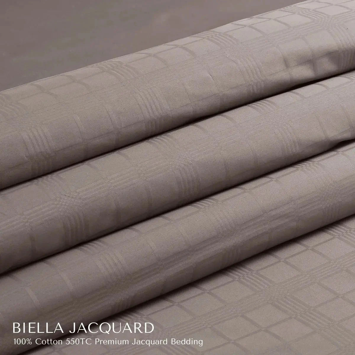 Biella Jacquard Taupe Brown King Size Bedsheet Set - Pallodstore