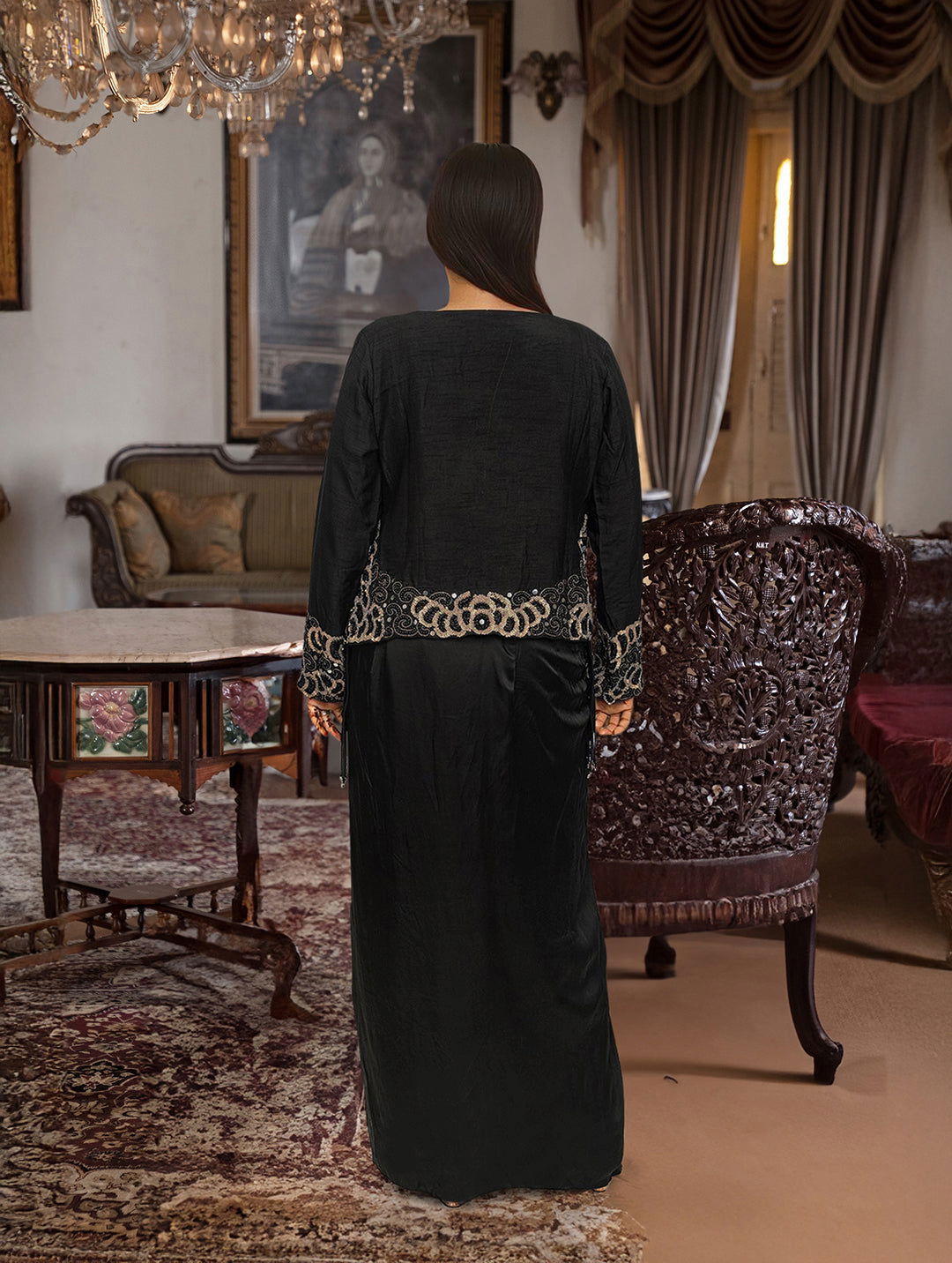 Black Indo-western Short Jacket Dress - Pallodstore