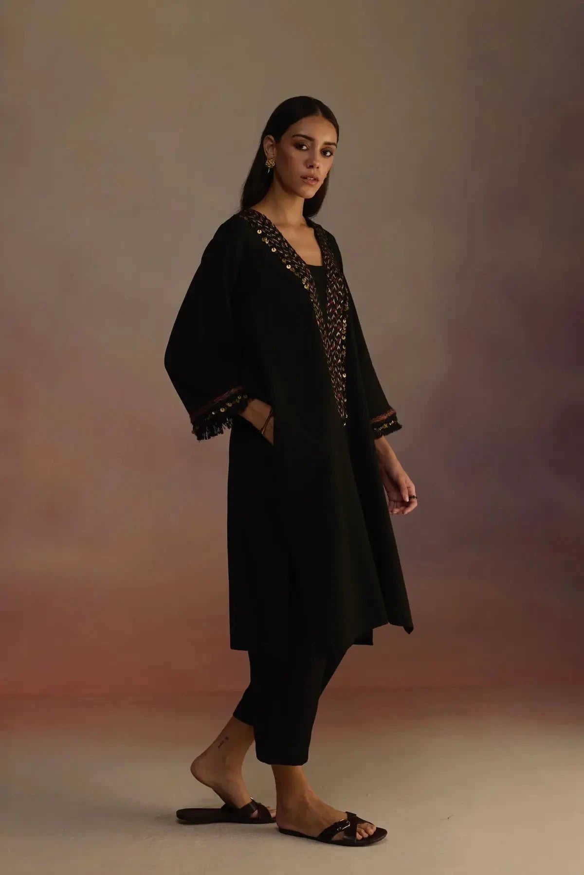 Black Neroli Kurta Set - Pallodstore