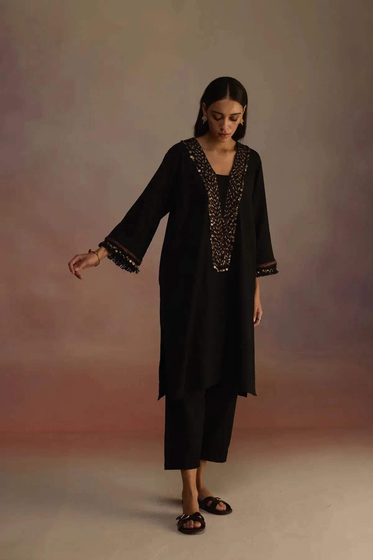 Black Neroli Kurta Set - Pallodstore