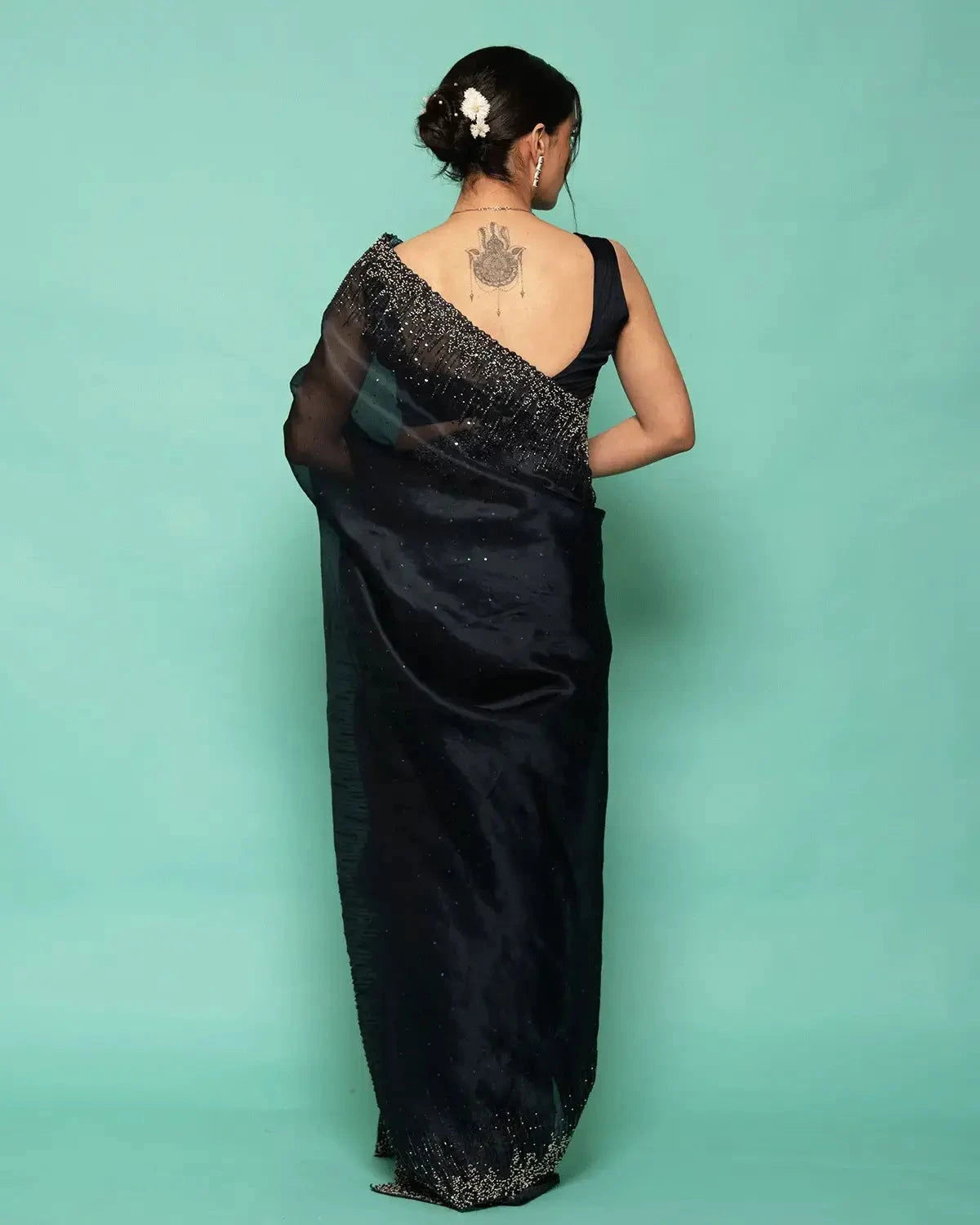 Black Organza Saree - Pallodstore