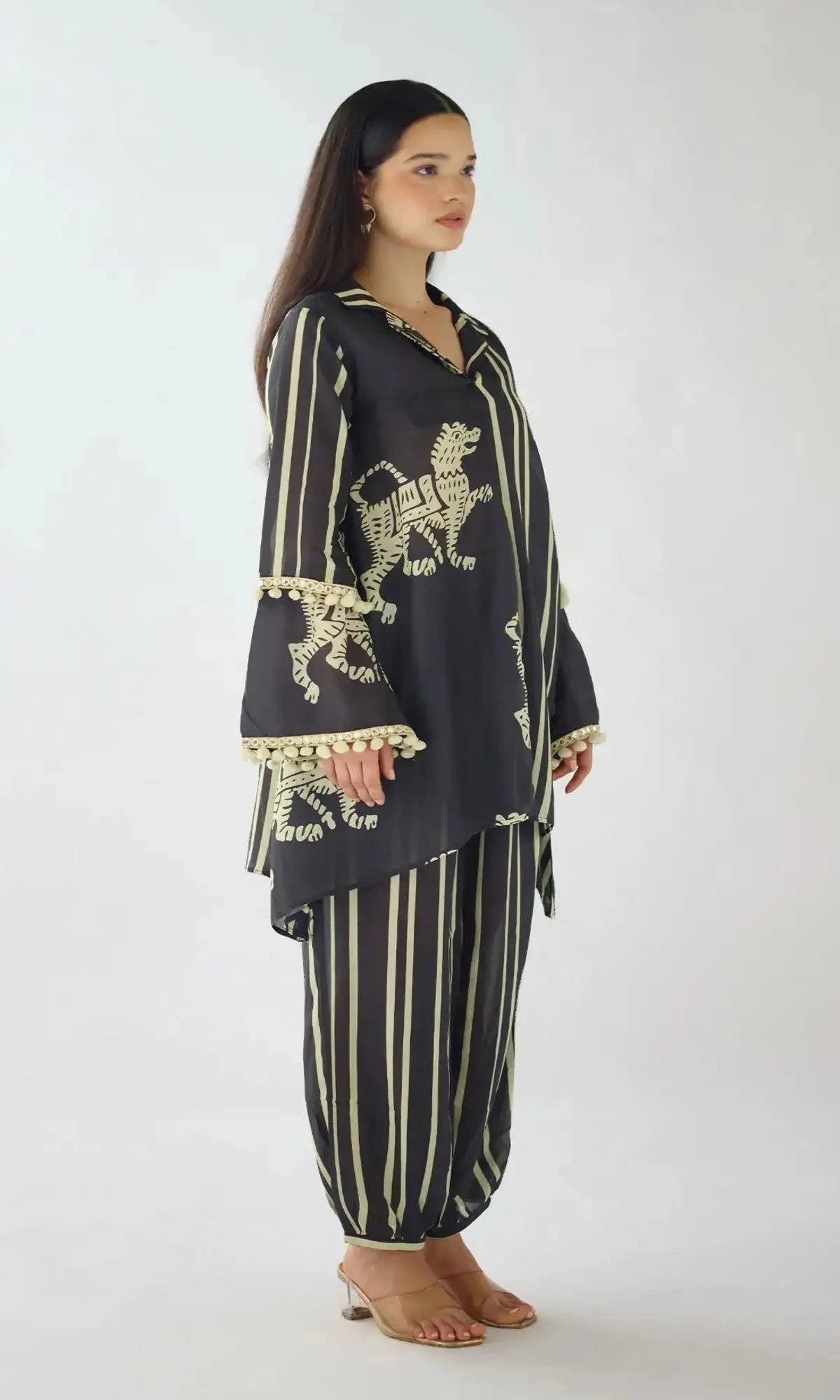 Black Stripes Abstract Co-ord Set - Pallodstore