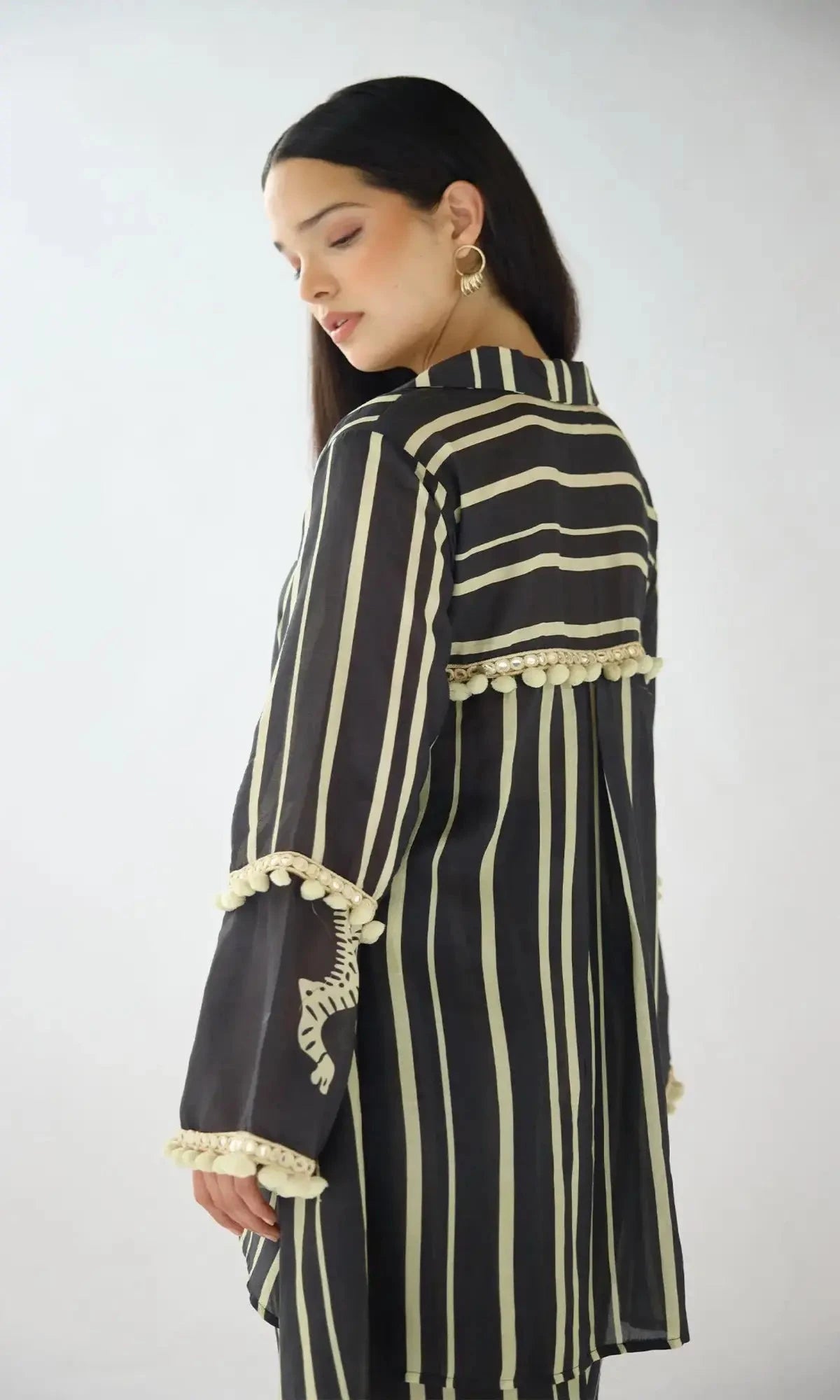 Black Stripes Abstract Co-ord Set - Pallodstore