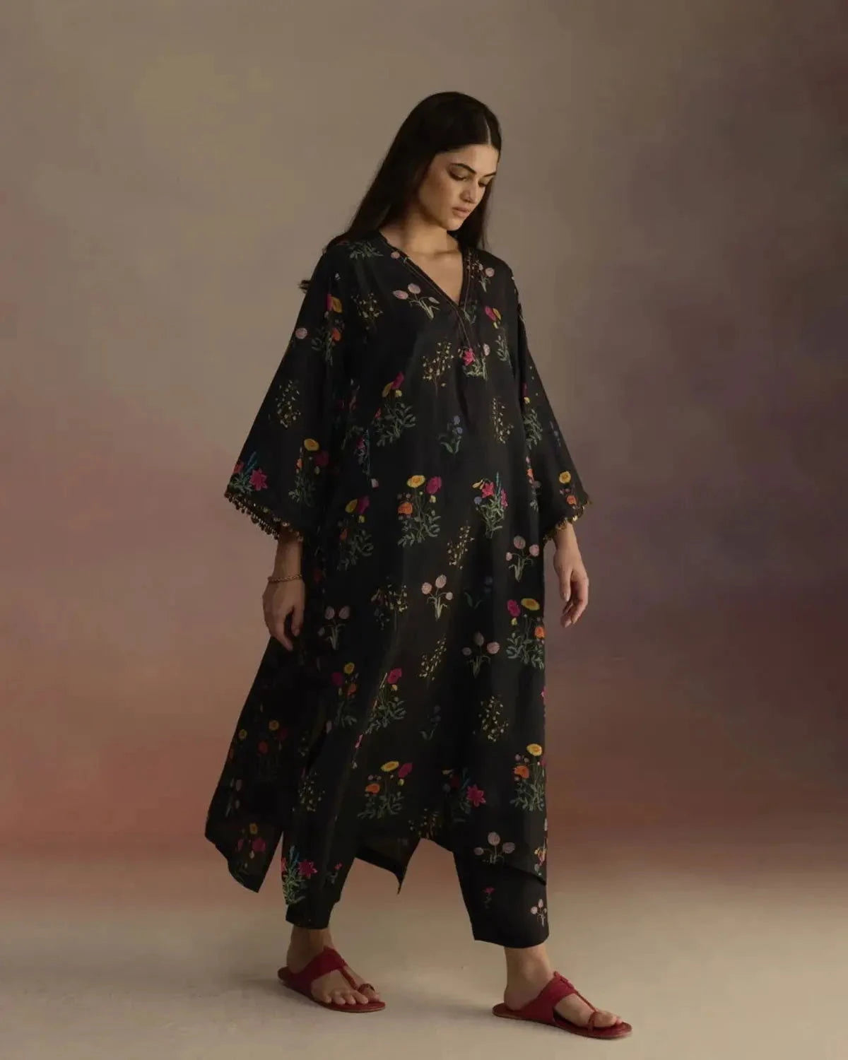 Black Zaira Long Kurta Set - Pallodstore