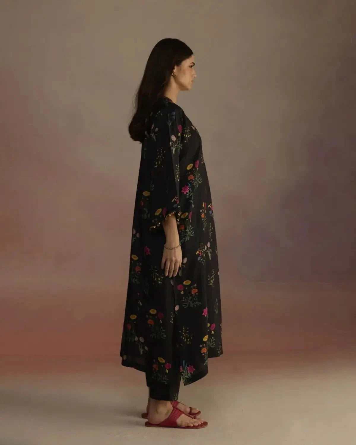 Black Zaira Long Kurta Set - Pallodstore