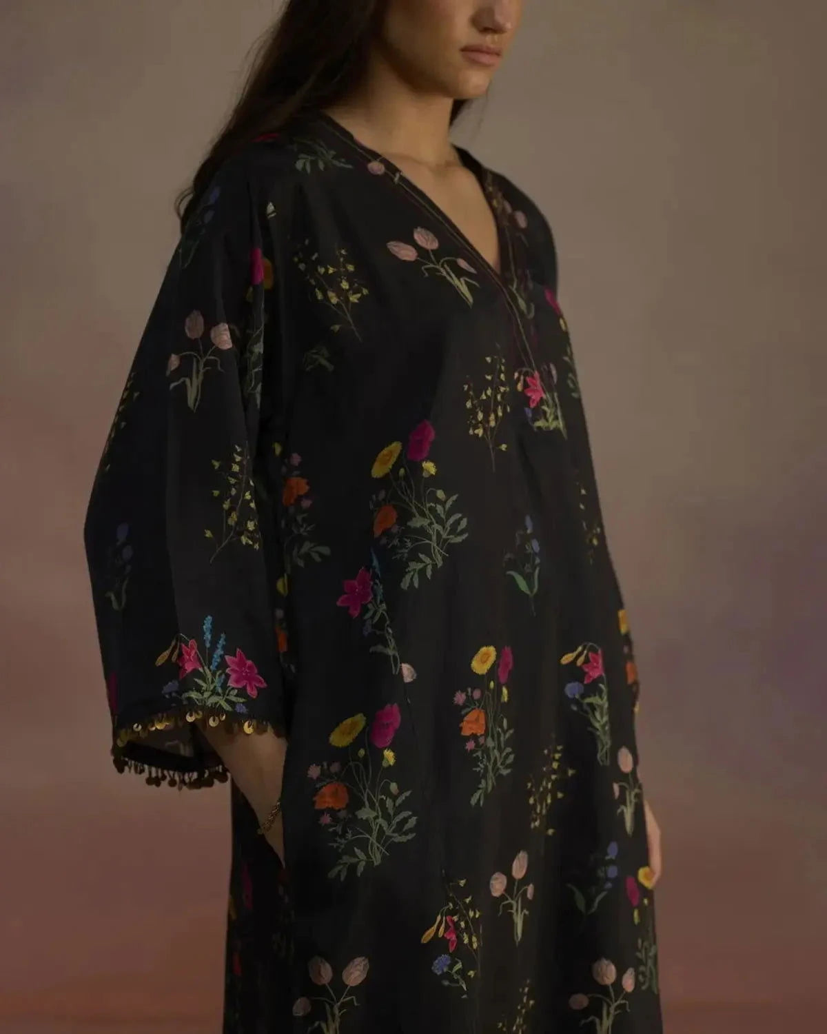 Black Zaira Long Kurta Set - Pallodstore