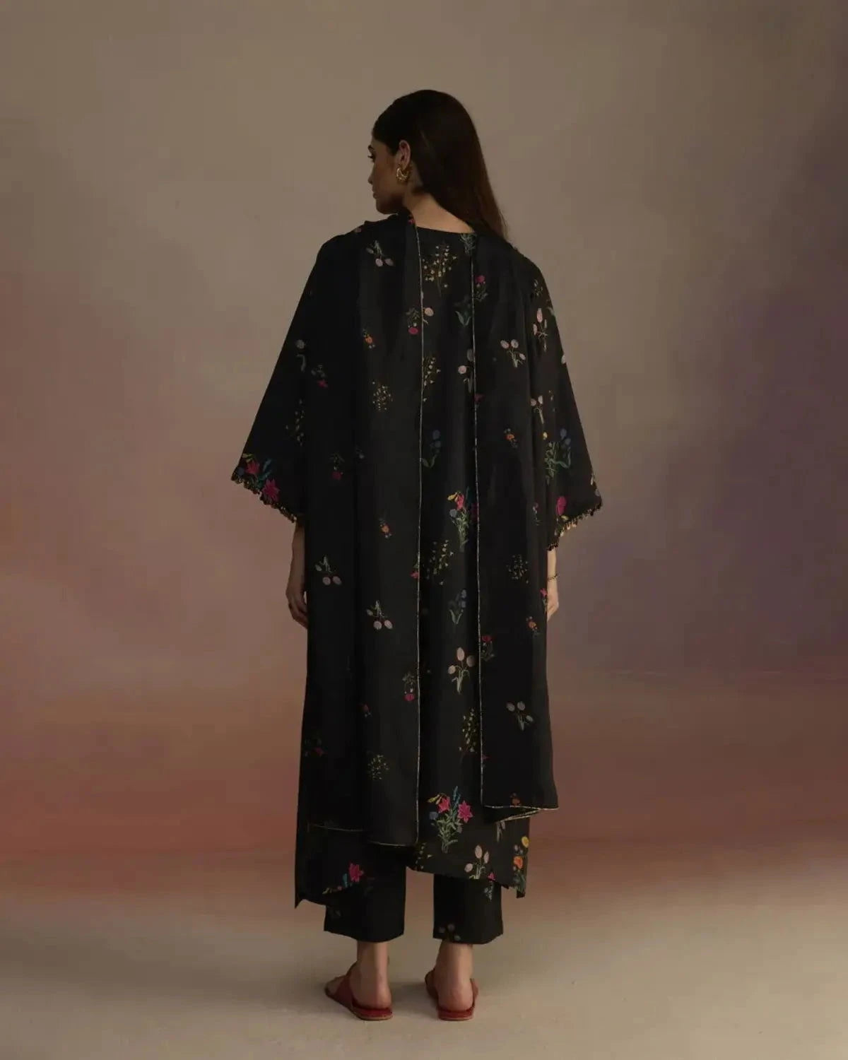 Black Zaira Long Kurta Set - Pallodstore