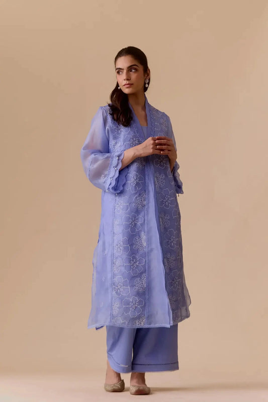 Blue Ambreen Kurta Set - Pallodstore