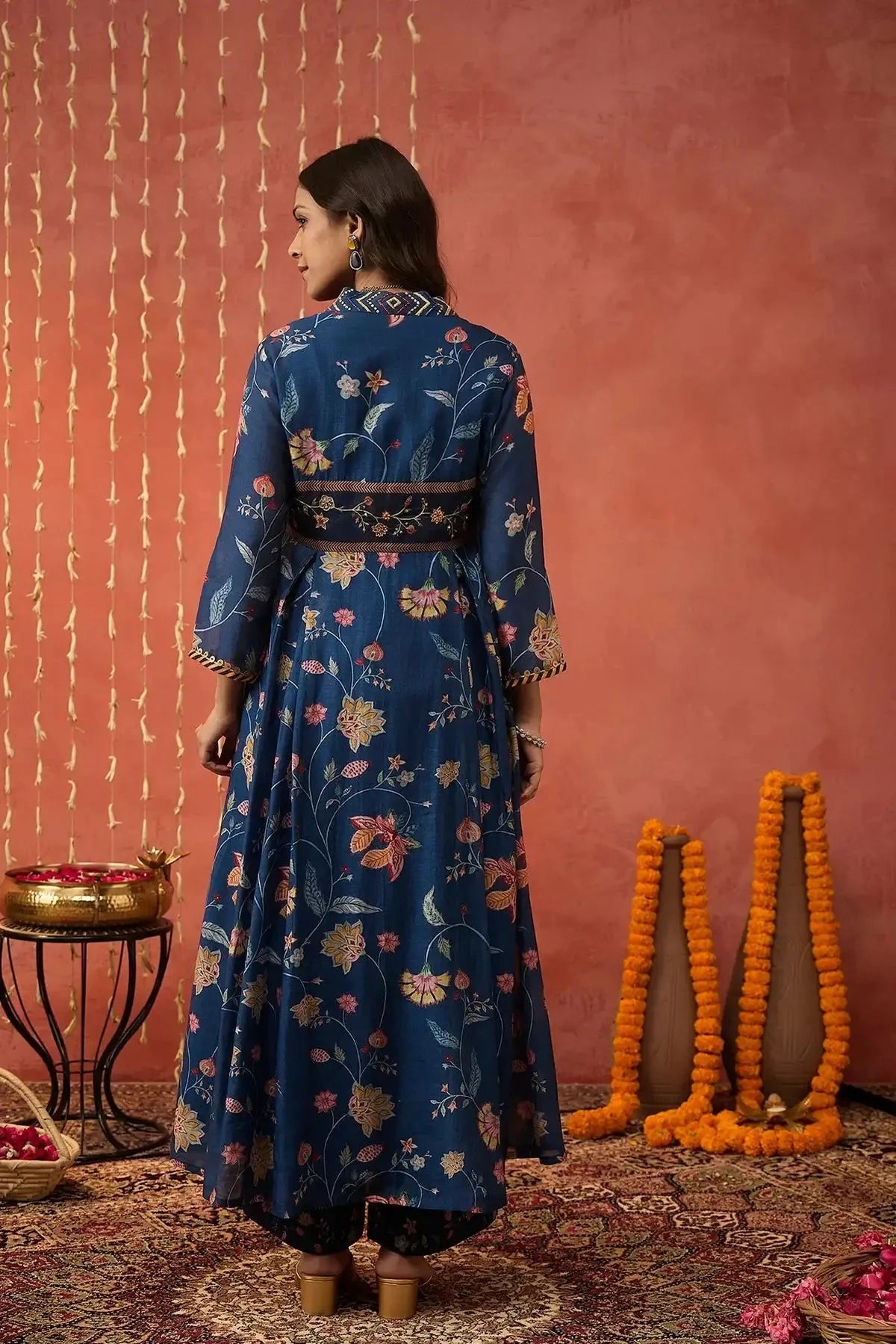 Blue Chintz Embroidered Anarkali Set - Pallodstore