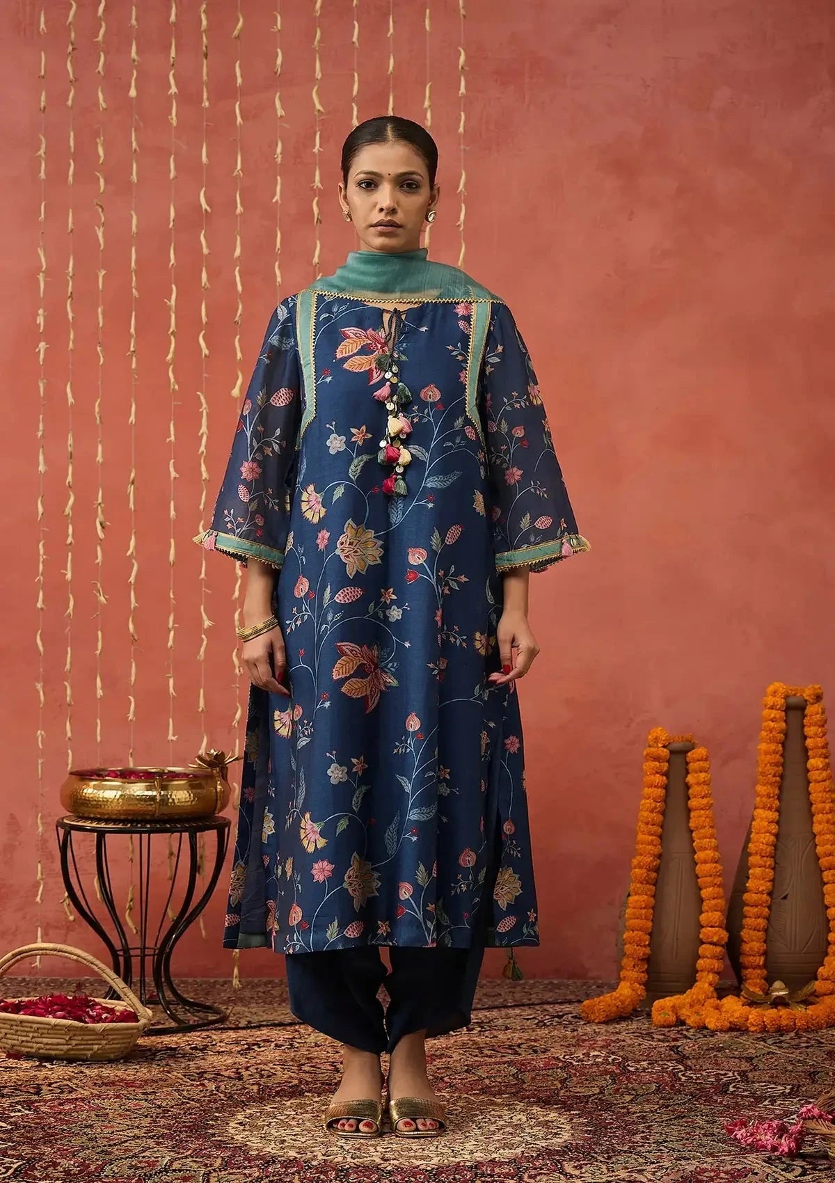 Blue Chintz Long Kurta Set - Pallodstore
