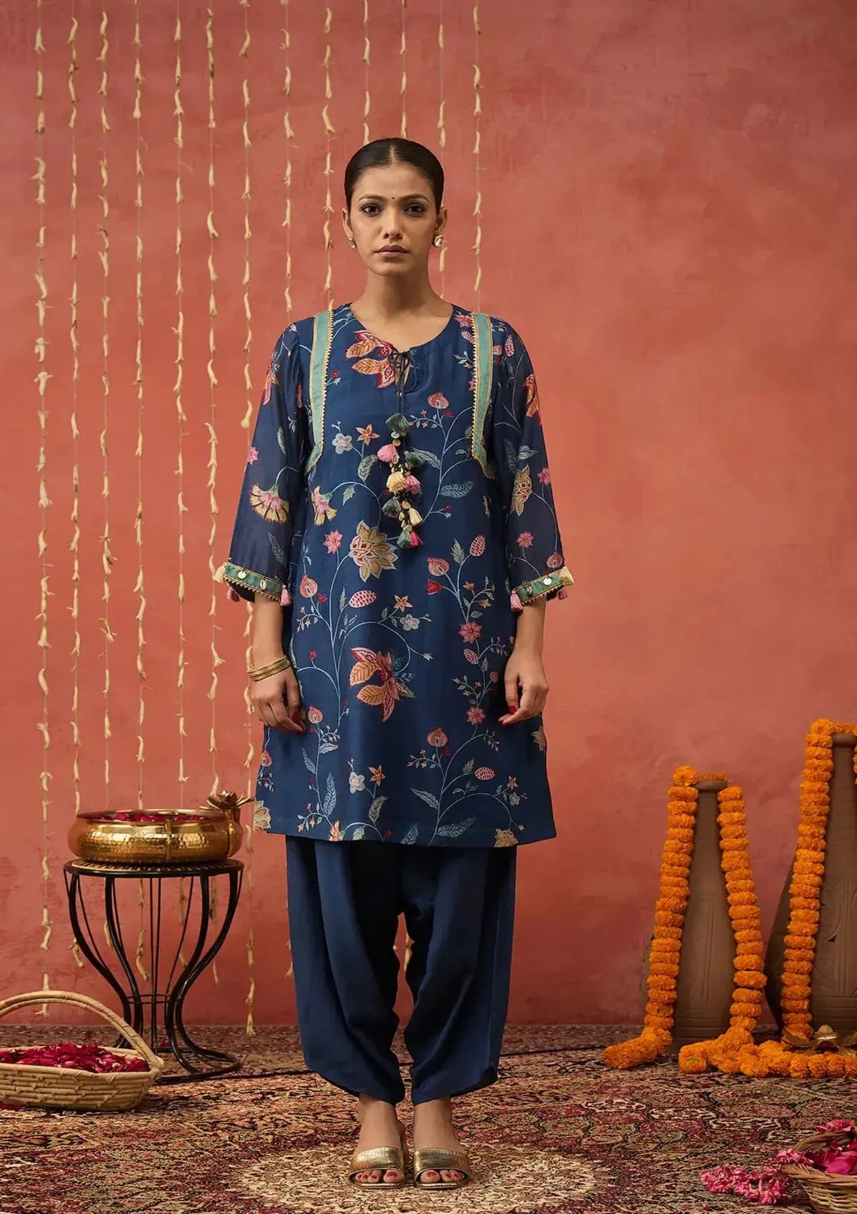 Blue Chintz Long Kurta Set - Pallodstore