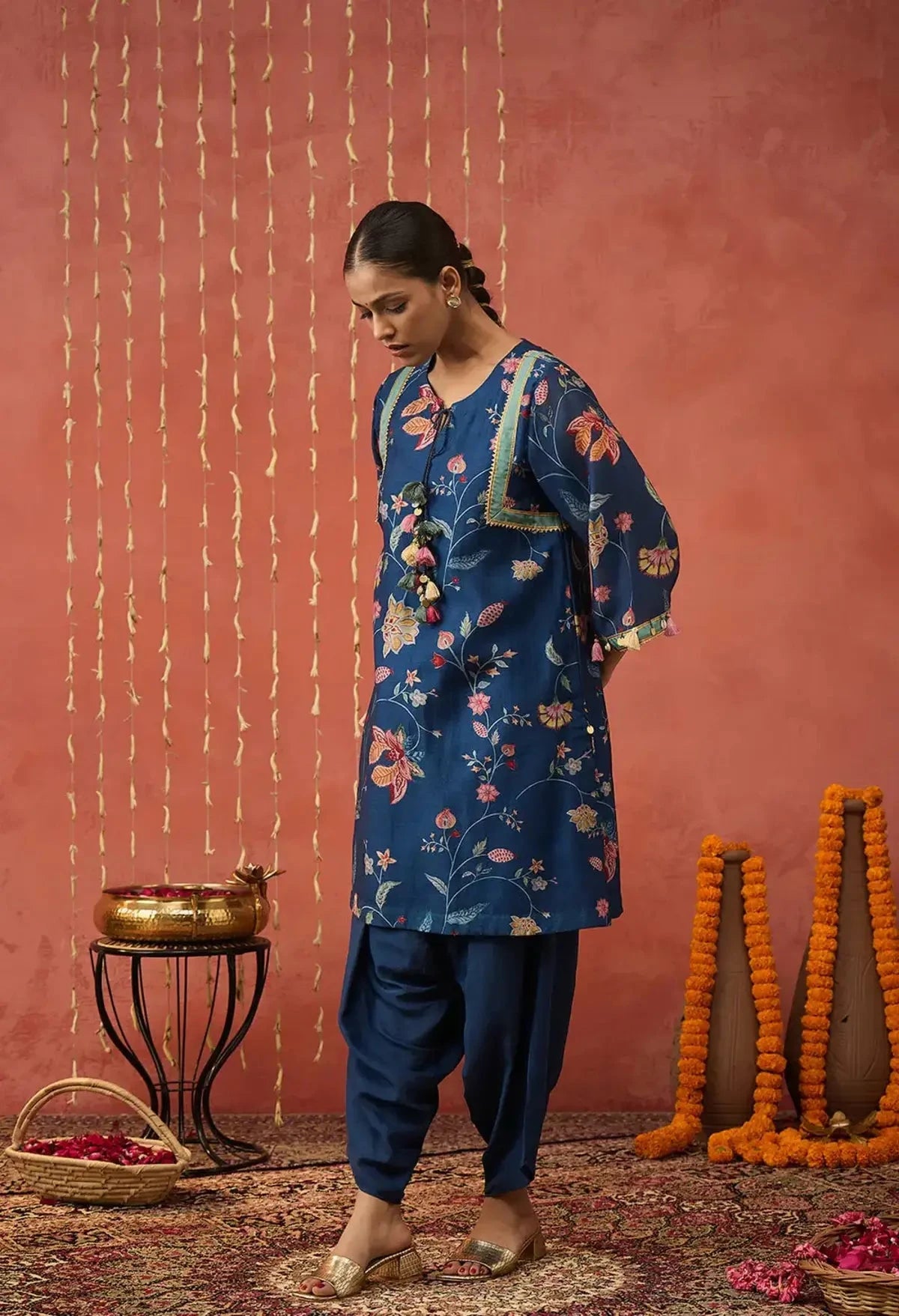 Blue Chintz Long Kurta Set - Pallodstore