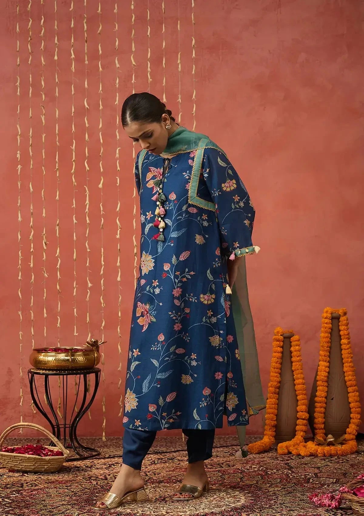 Blue Chintz Long Kurta Set - Pallodstore