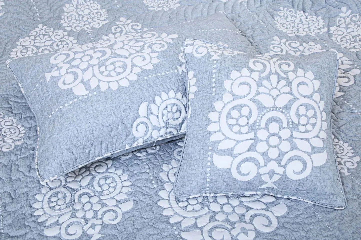 Blue Ethnic King Size Quilted Bedspread Set - Pallodstore