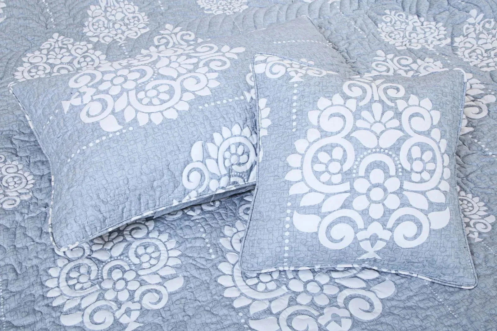 Blue Ethnic King Size Quilted Bedspread Set - Pallodstore