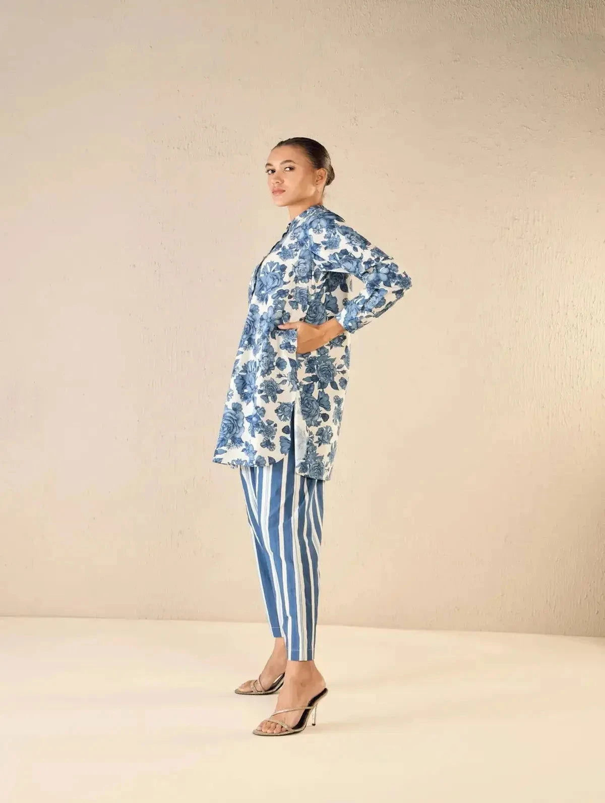 Blue Rose Tunic co-ord Set - Pallodstore