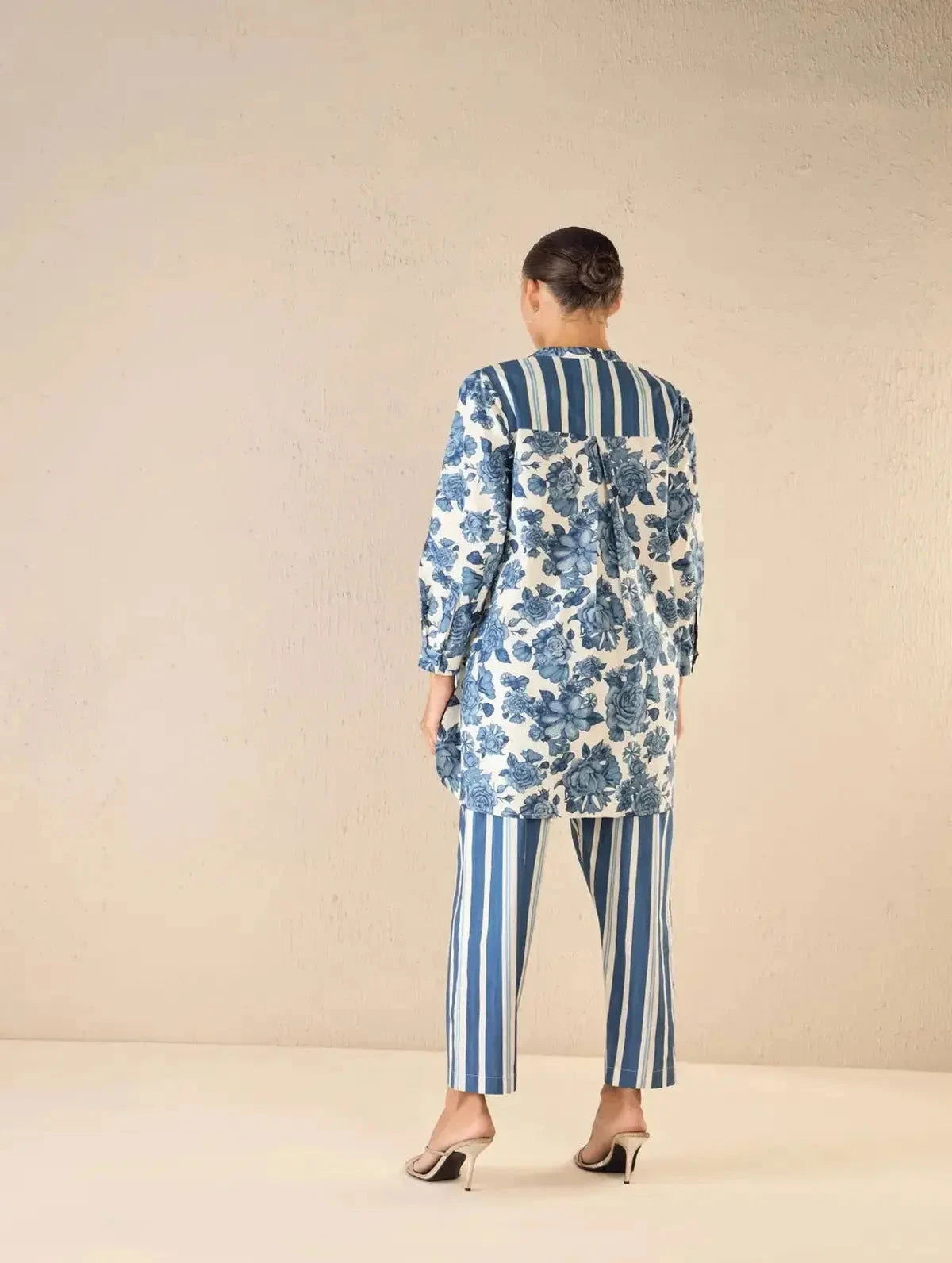 Blue Rose Tunic co-ord Set - Pallodstore