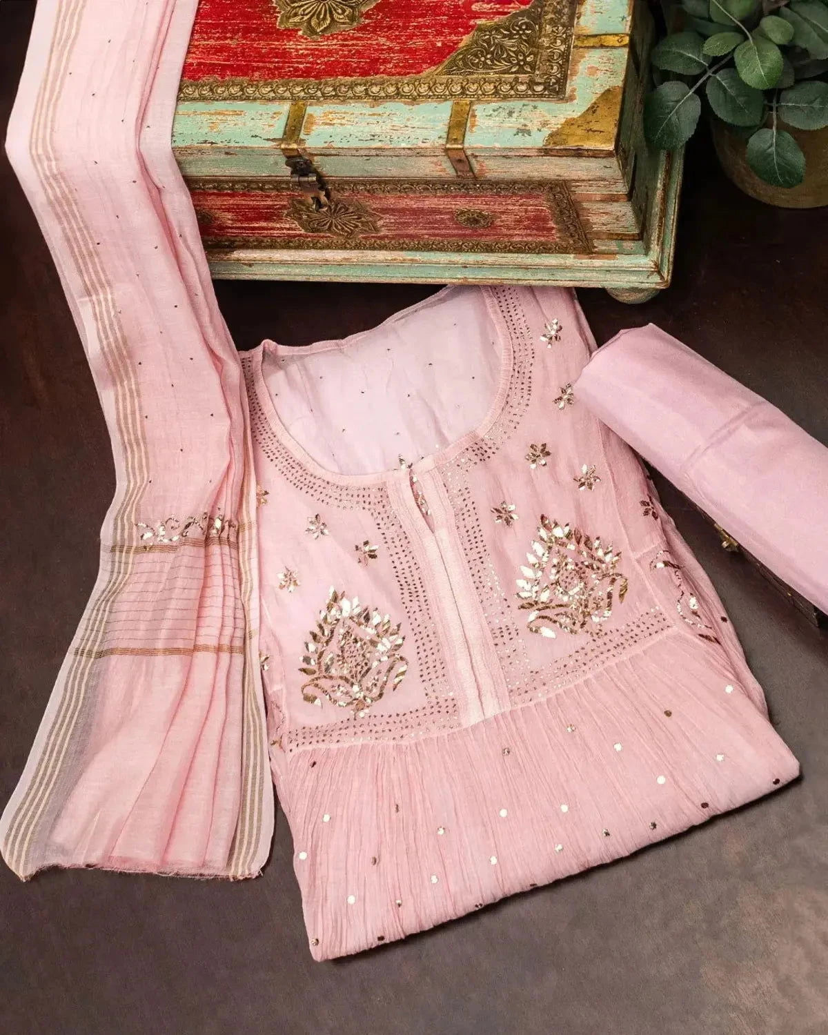 Blush Pink Mulmul Kurta - Pallodstore