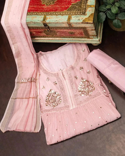 Blush Pink Mulmul Kurta - Pallodstore