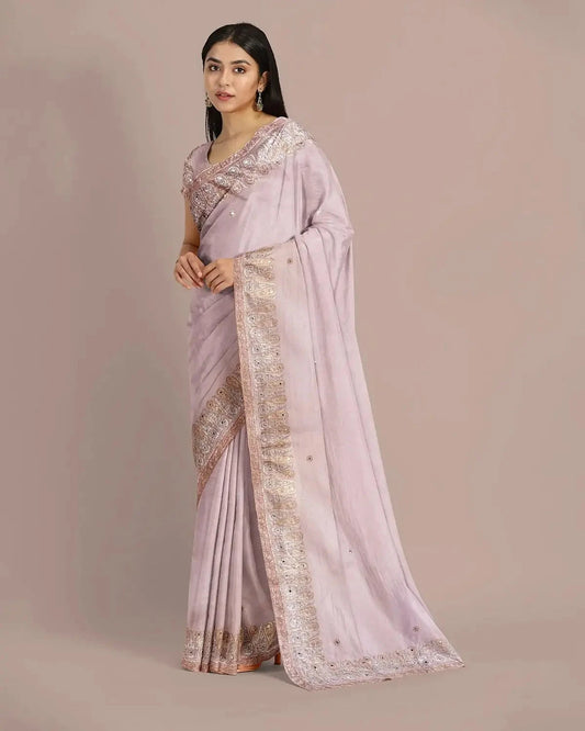 Blush Pink Tissue Saree - Pallodstore