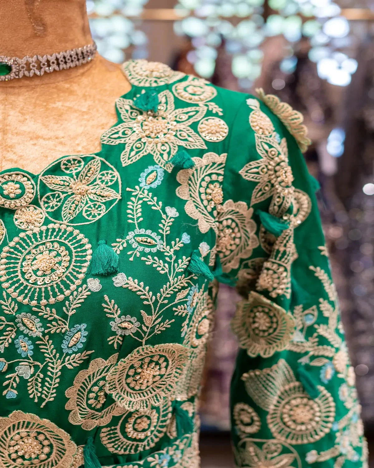 Bottle Green Floor Length Anarkali With Dupatta - Pallodstore