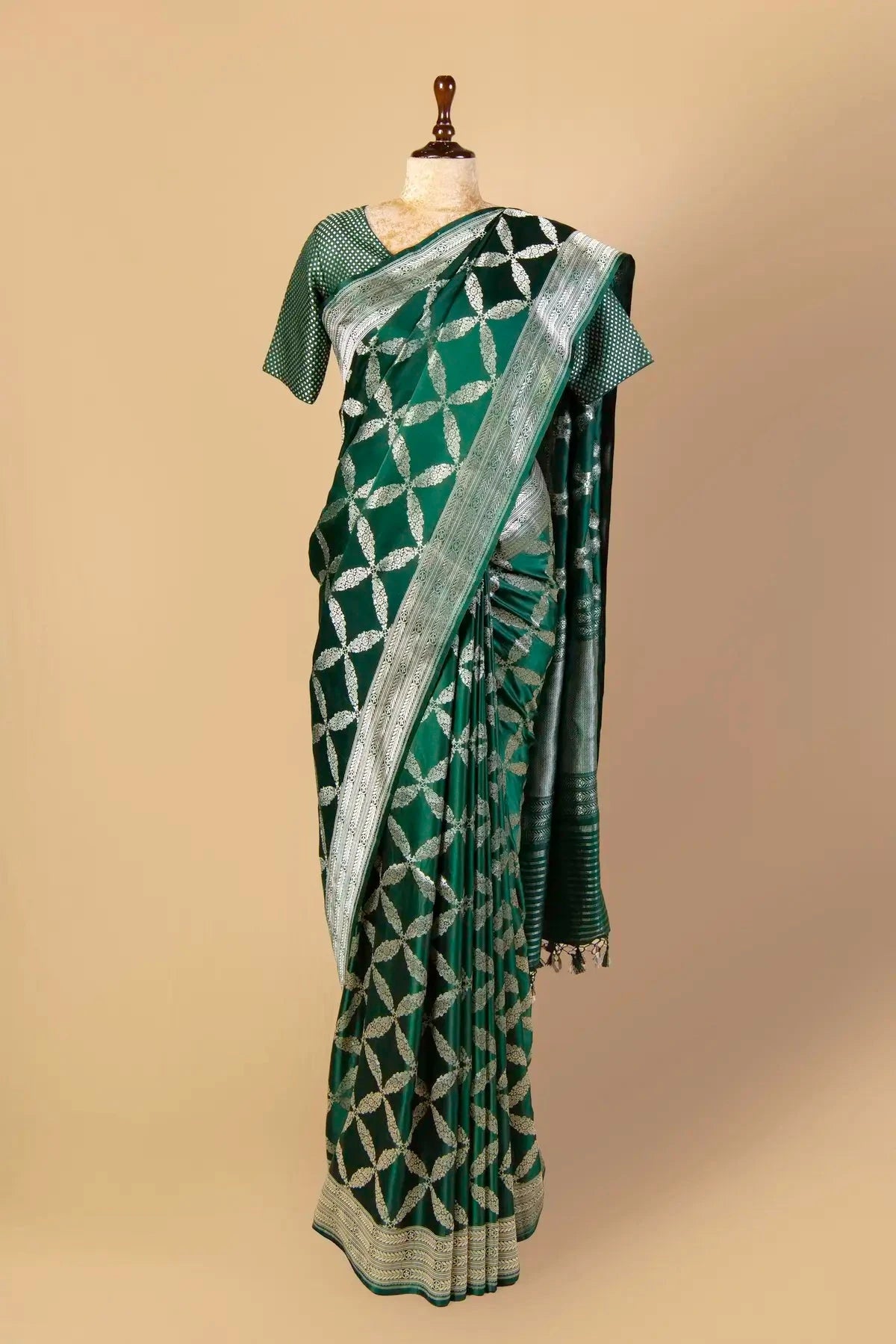 Bottle Green Gajji Silk Saree - Pallodstore