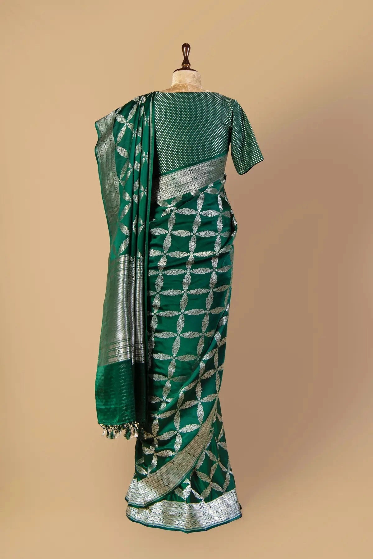 Bottle Green Gajji Silk Saree - Pallodstore