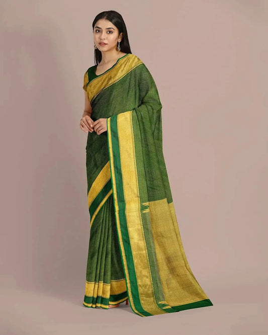 Bottle Green Kanjivaram Saree - Pallodstore