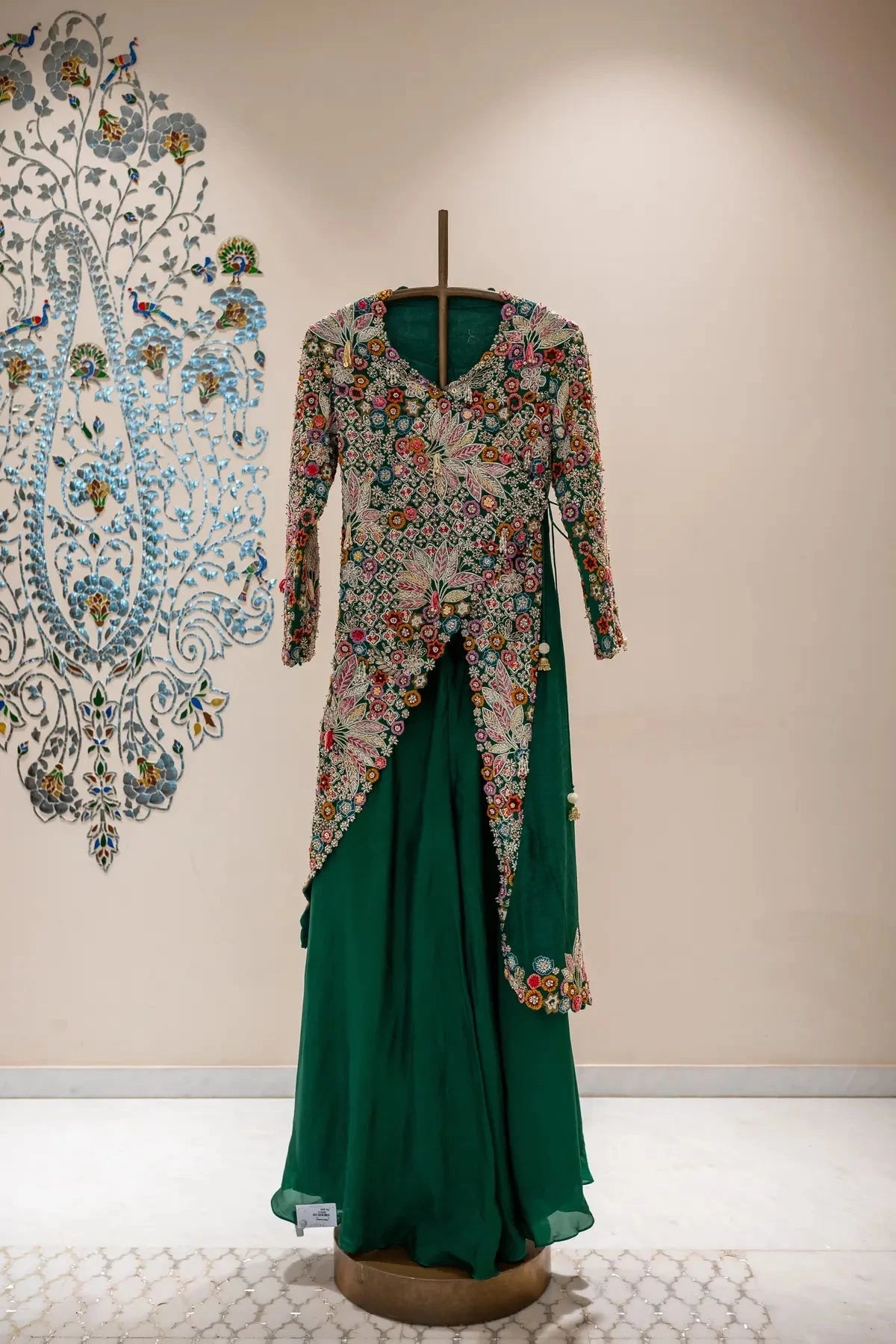Bottle Green Long Jacket Indo Western - Pallodstore