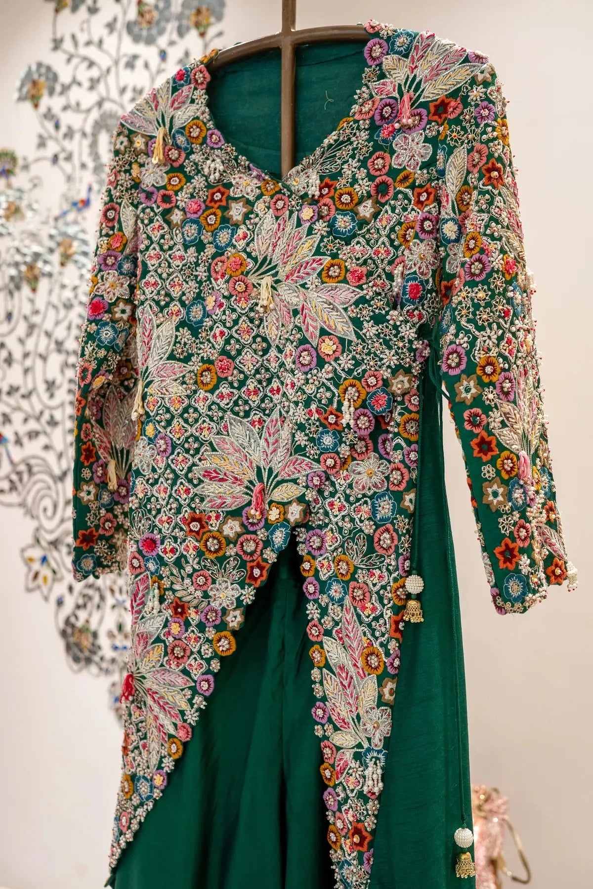 Bottle Green Long Jacket Indo Western - Pallodstore