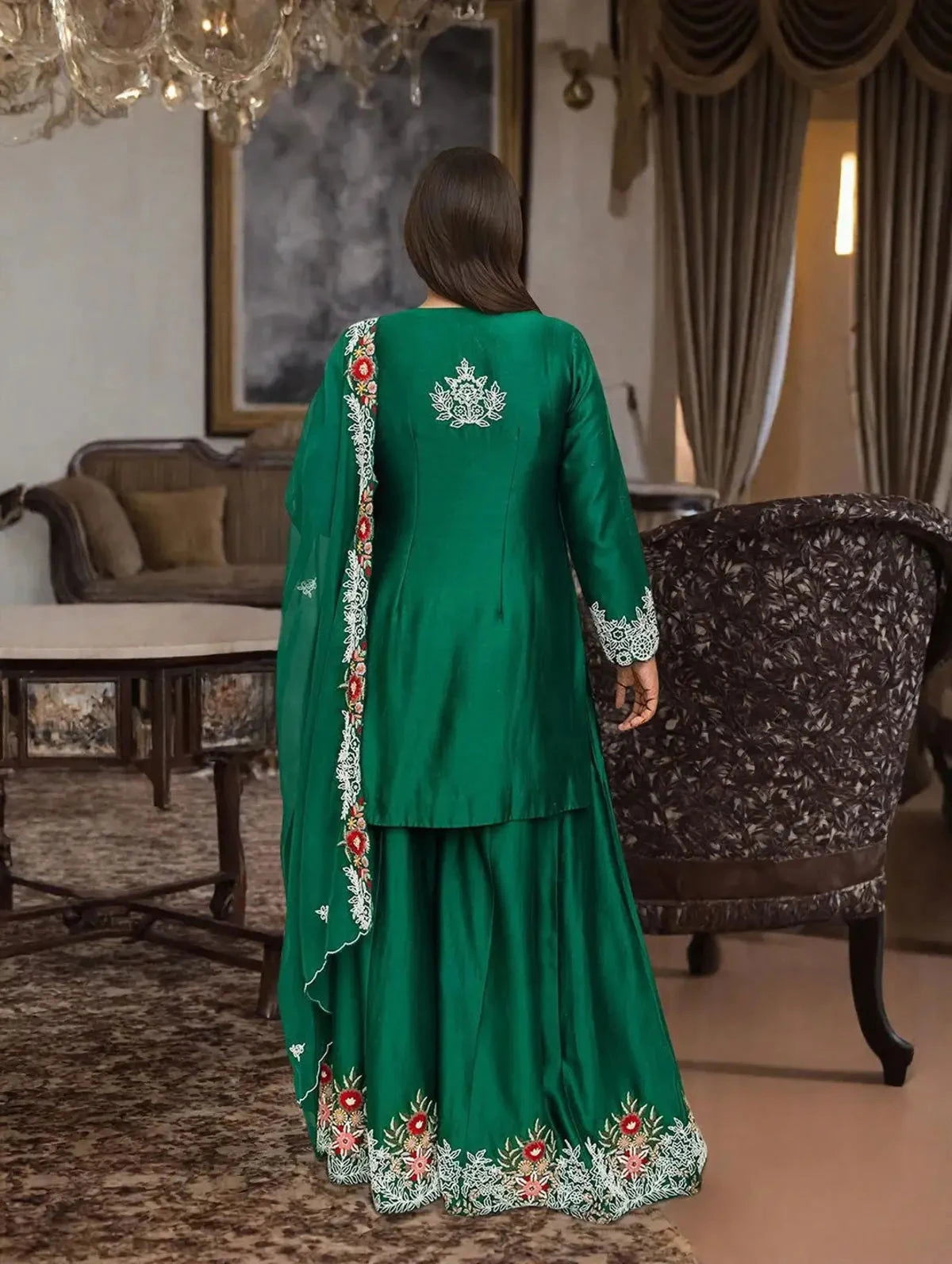 Bottle Green Sharara Set - Pallodstore