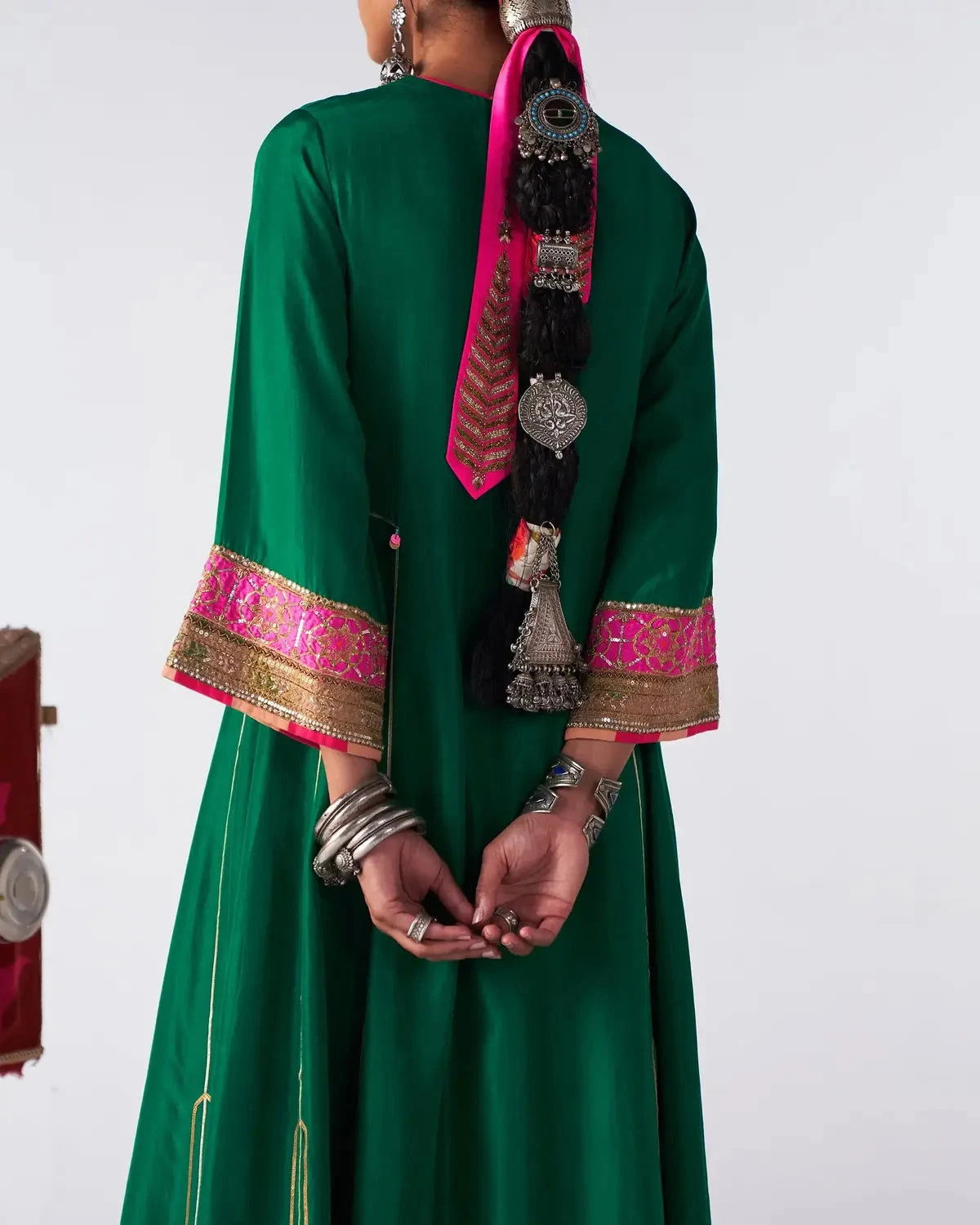 Bottle Green Side Kali Kurta Set - Pallodstore