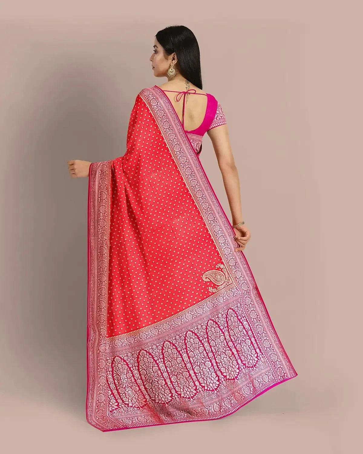 Bright Orange Banarasi Georgette Saree - Pallodstore