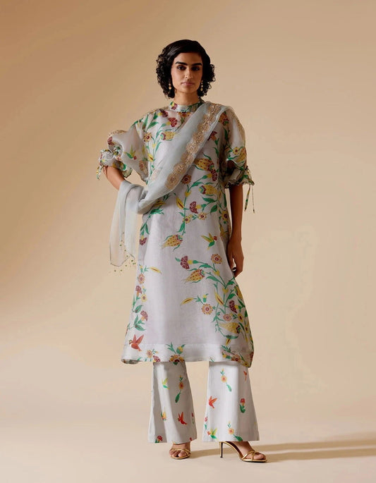 Bunka Bia Grey Printed Tunic Set - Pallodstore