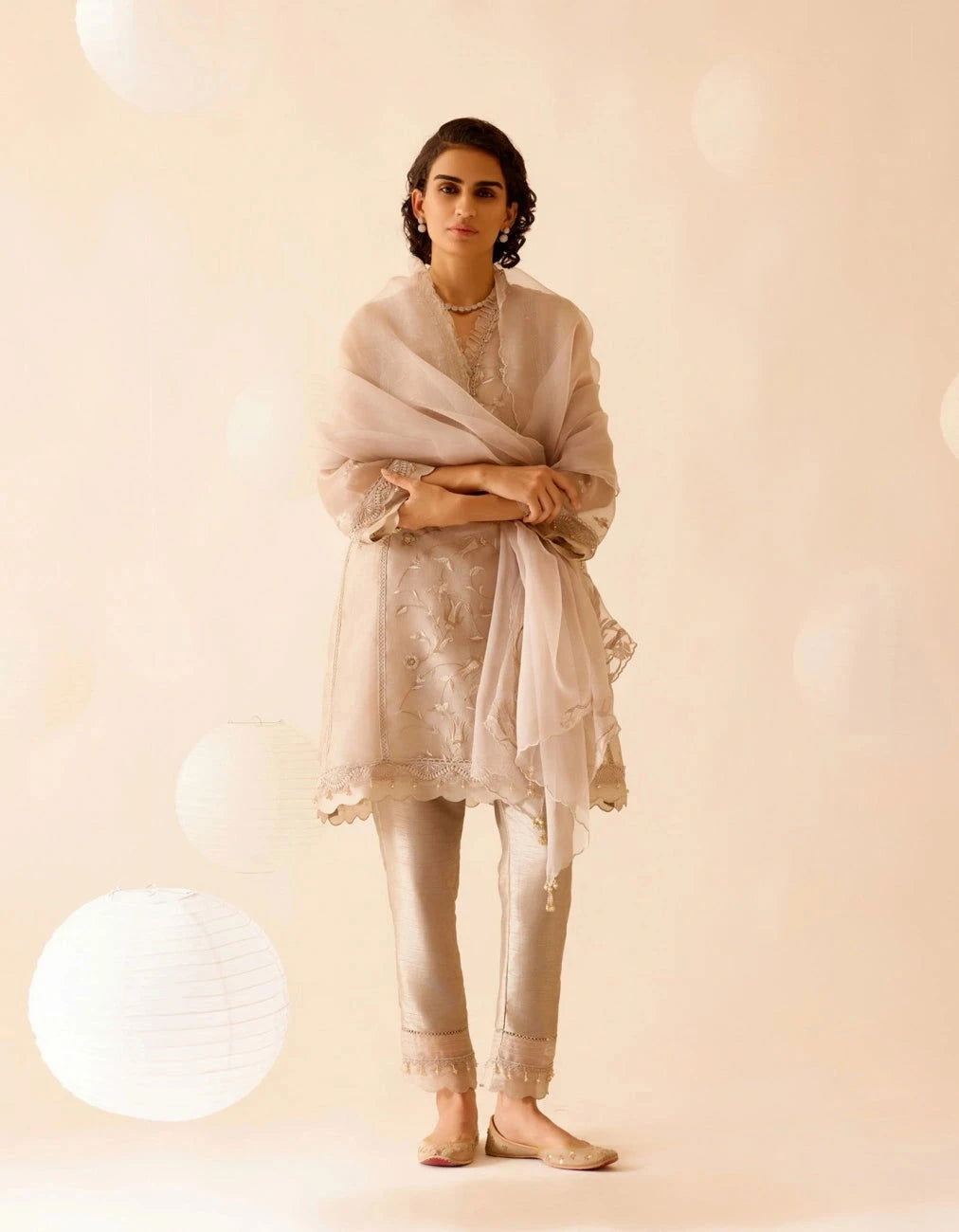 Bunka Farida Sand Kurta Set - Pallodstore