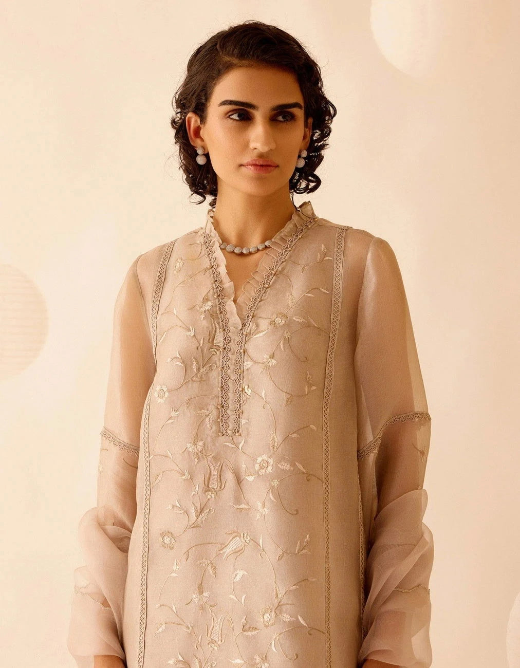 Bunka Farida Sand Kurta Set - Pallodstore