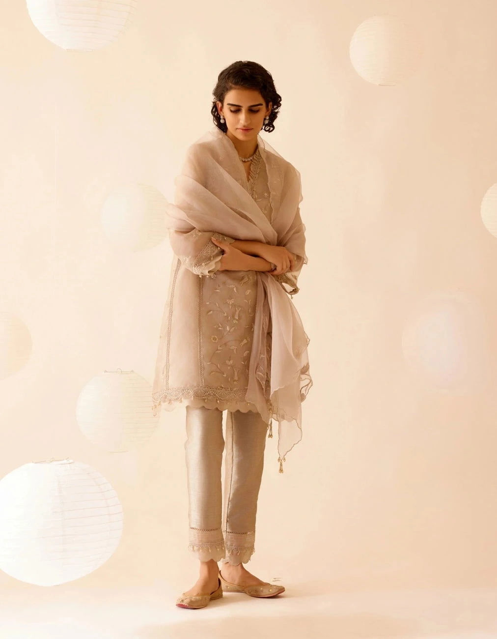 Bunka Farida Sand Kurta Set - Pallodstore
