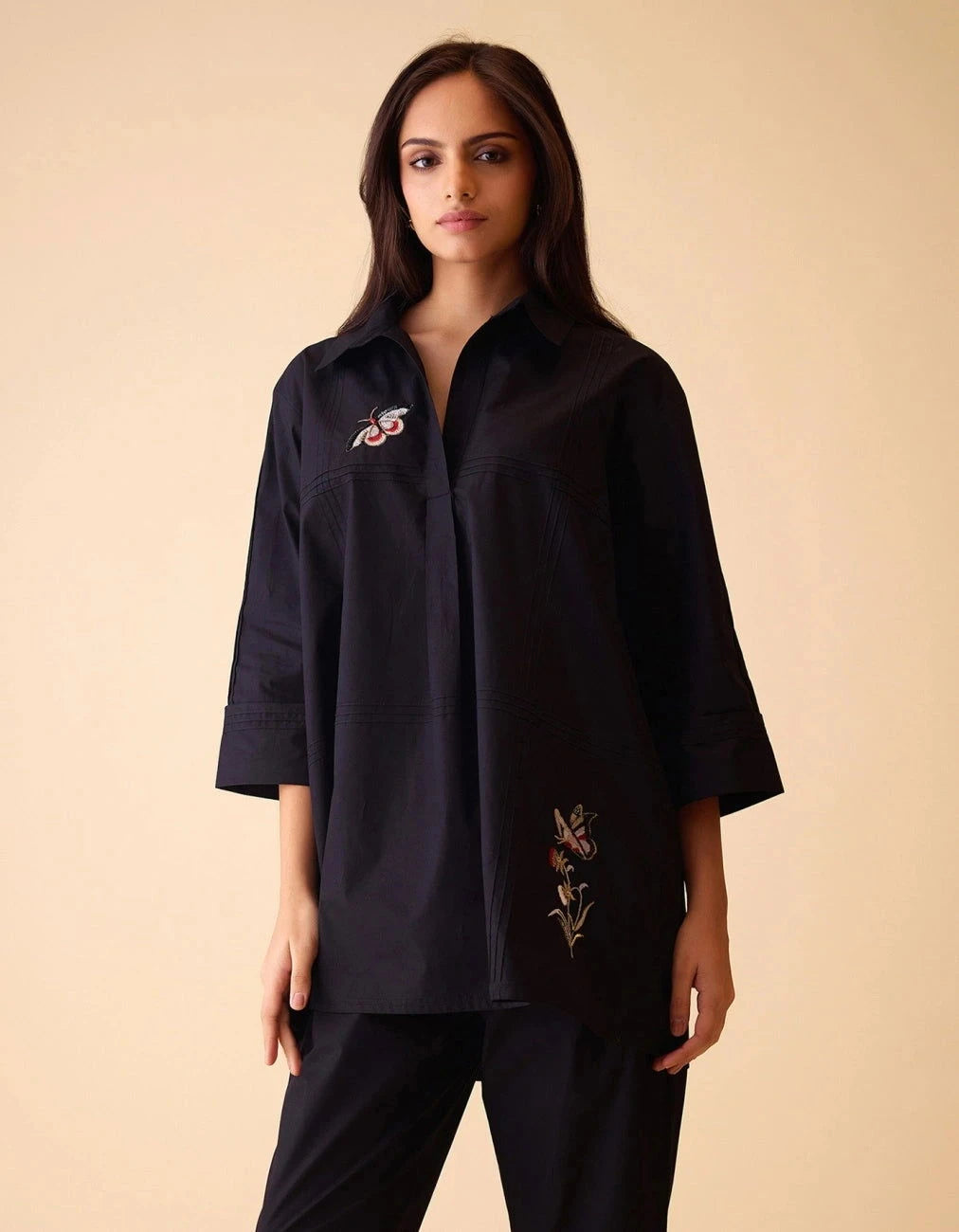 Bunka Neela Black Tunic Set - Pallodstore
