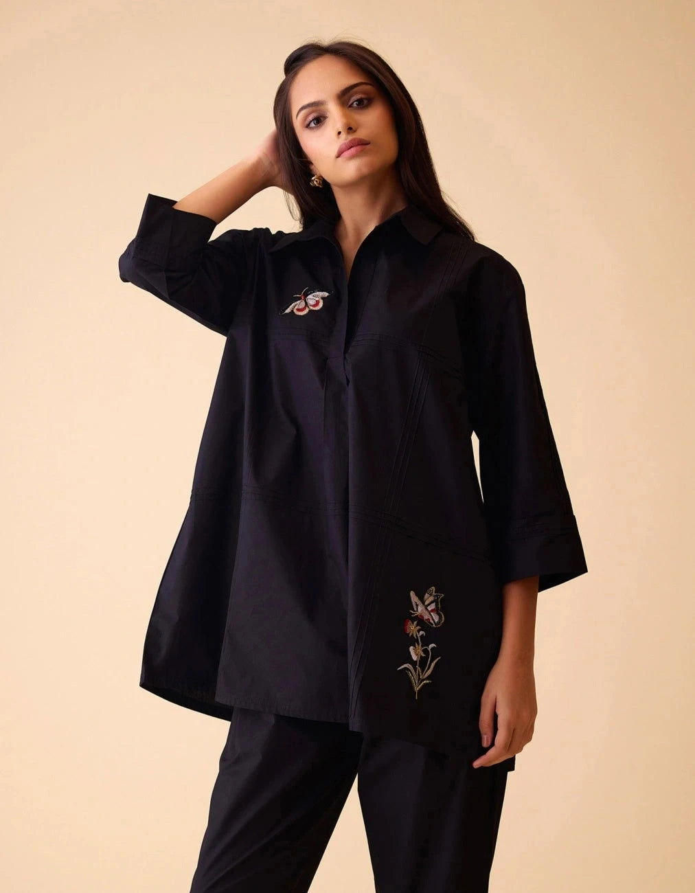 Bunka Neela Black Tunic Set - Pallodstore