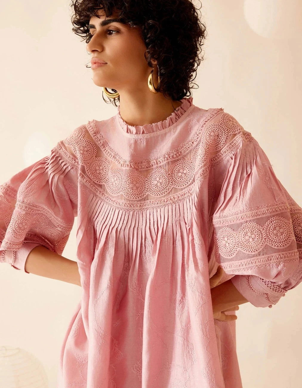 Bunka Pink Cotton Voile Lea Tunic - Pallodstore