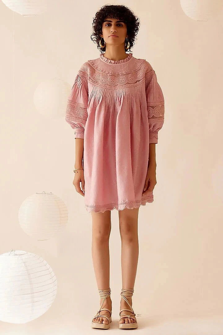 Bunka Pink Cotton Voile Lea Tunic - Pallodstore
