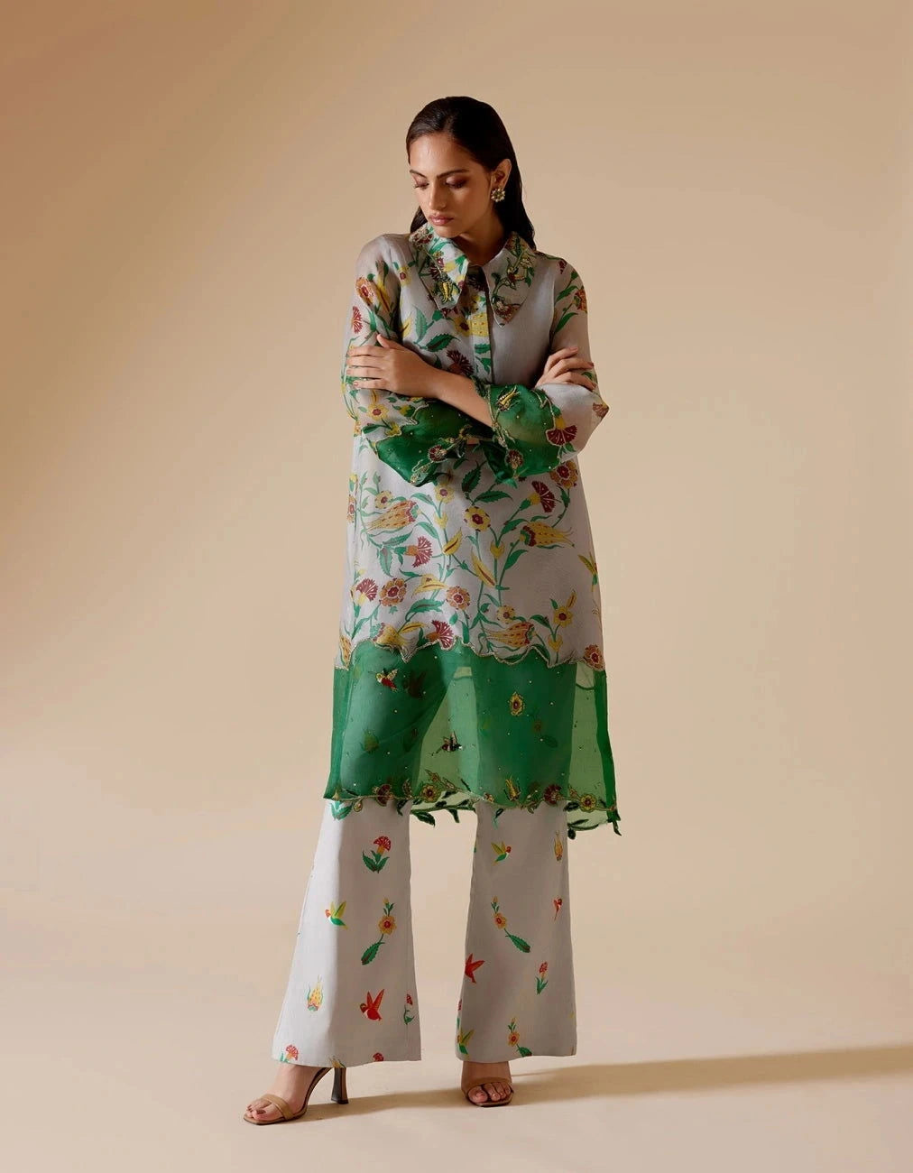 Bunka Tara Grey Printed Tunic Set - Pallodstore