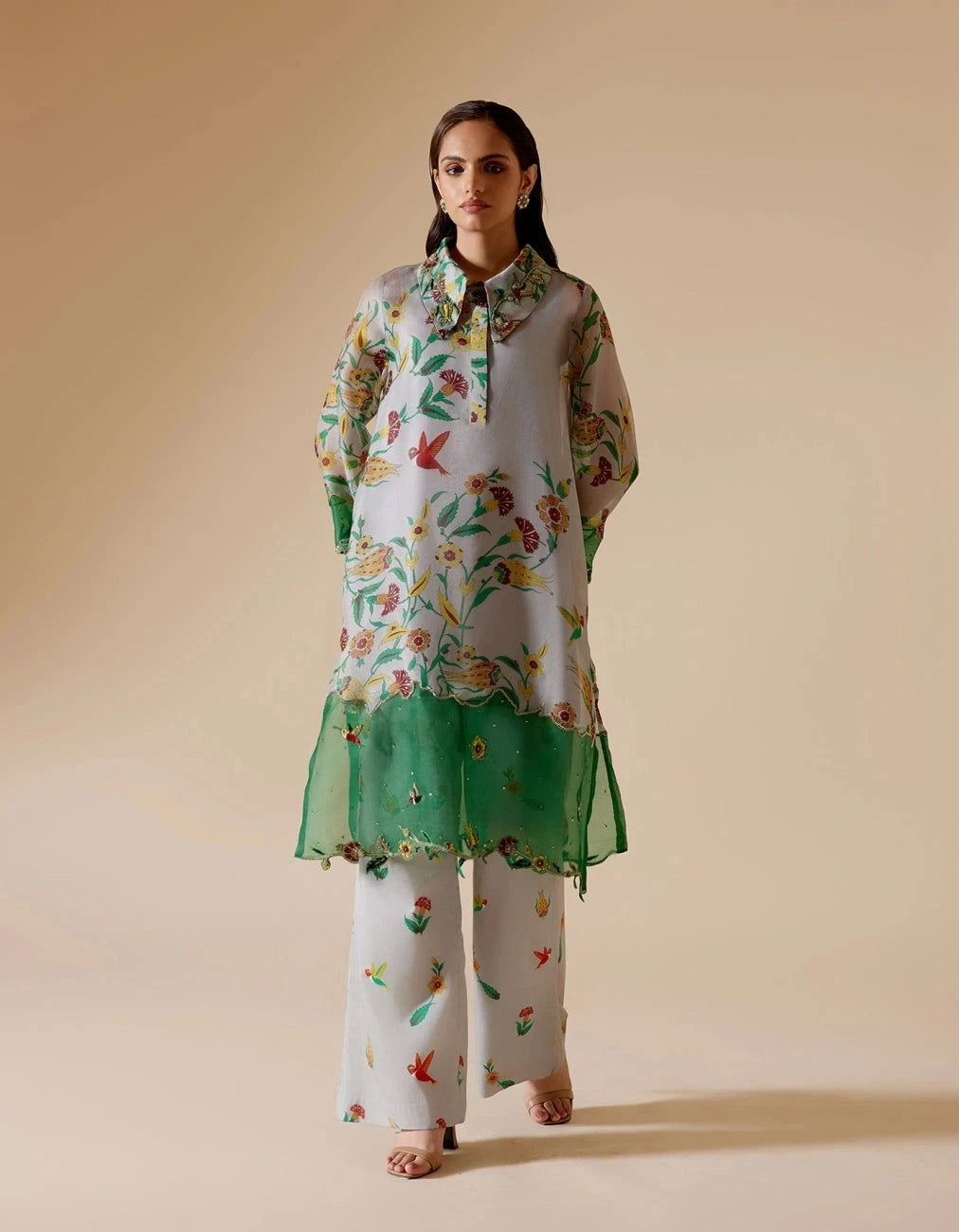 Bunka Tara Grey Printed Tunic Set - Pallodstore