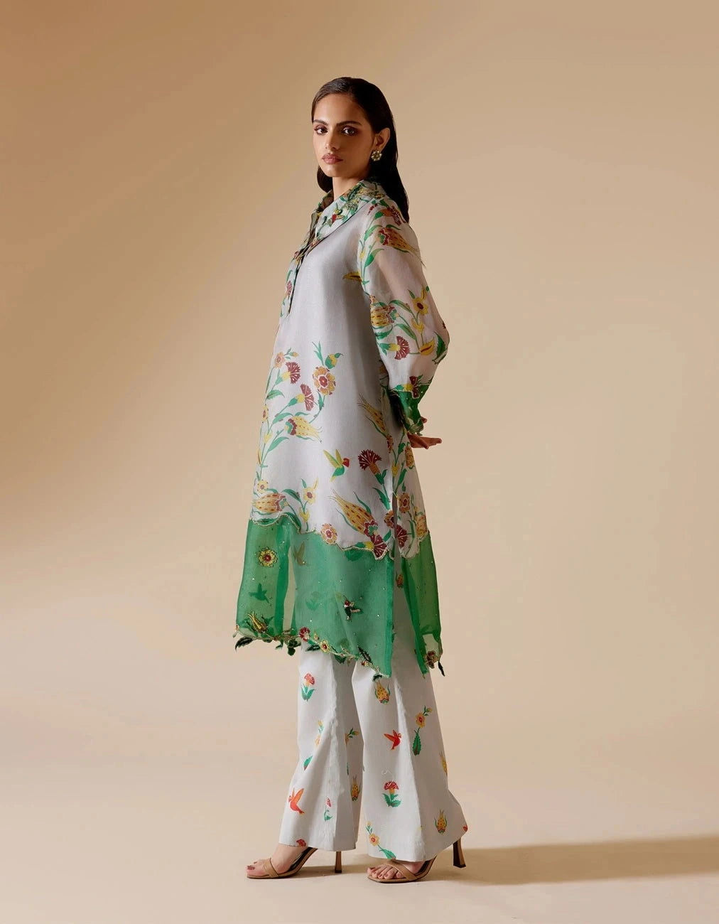 Bunka Tara Grey Printed Tunic Set - Pallodstore