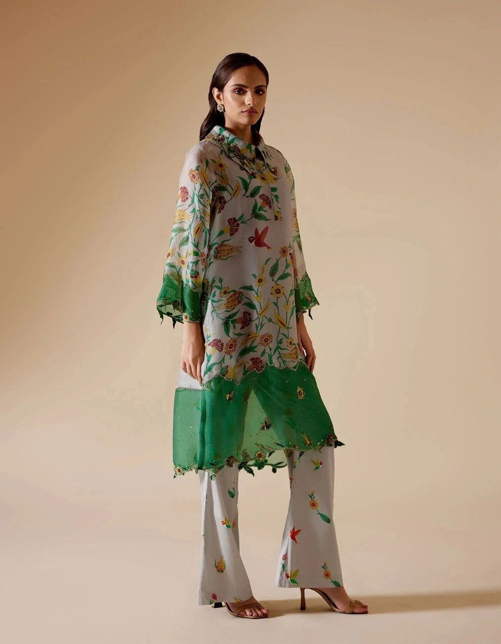 Bunka Tara Grey Printed Tunic Set - Pallodstore