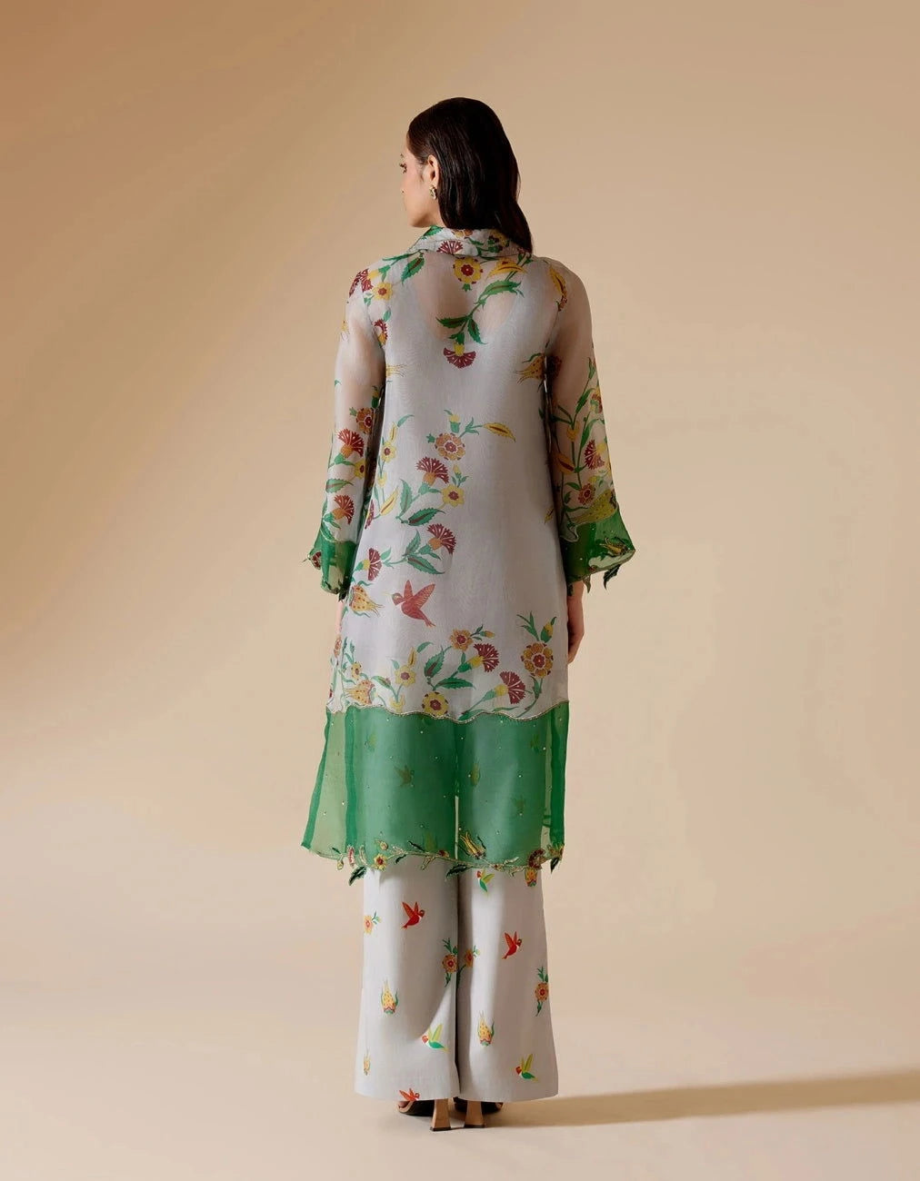 Bunka Tara Grey Printed Tunic Set - Pallodstore