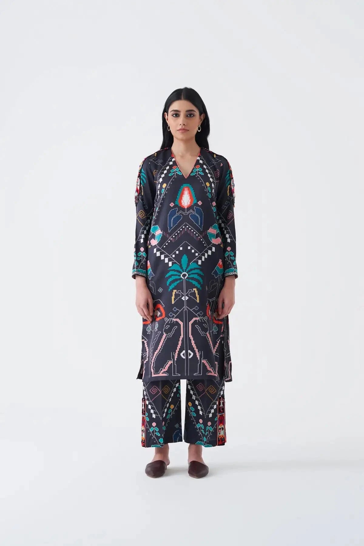 Carbon Gray Coba Kurta Pant Set - Pallodstore
