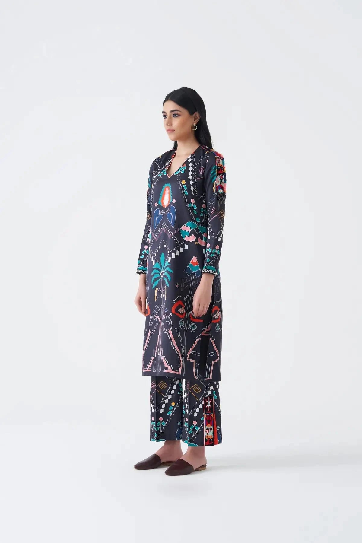 Carbon Gray Coba Kurta Pant Set - Pallodstore