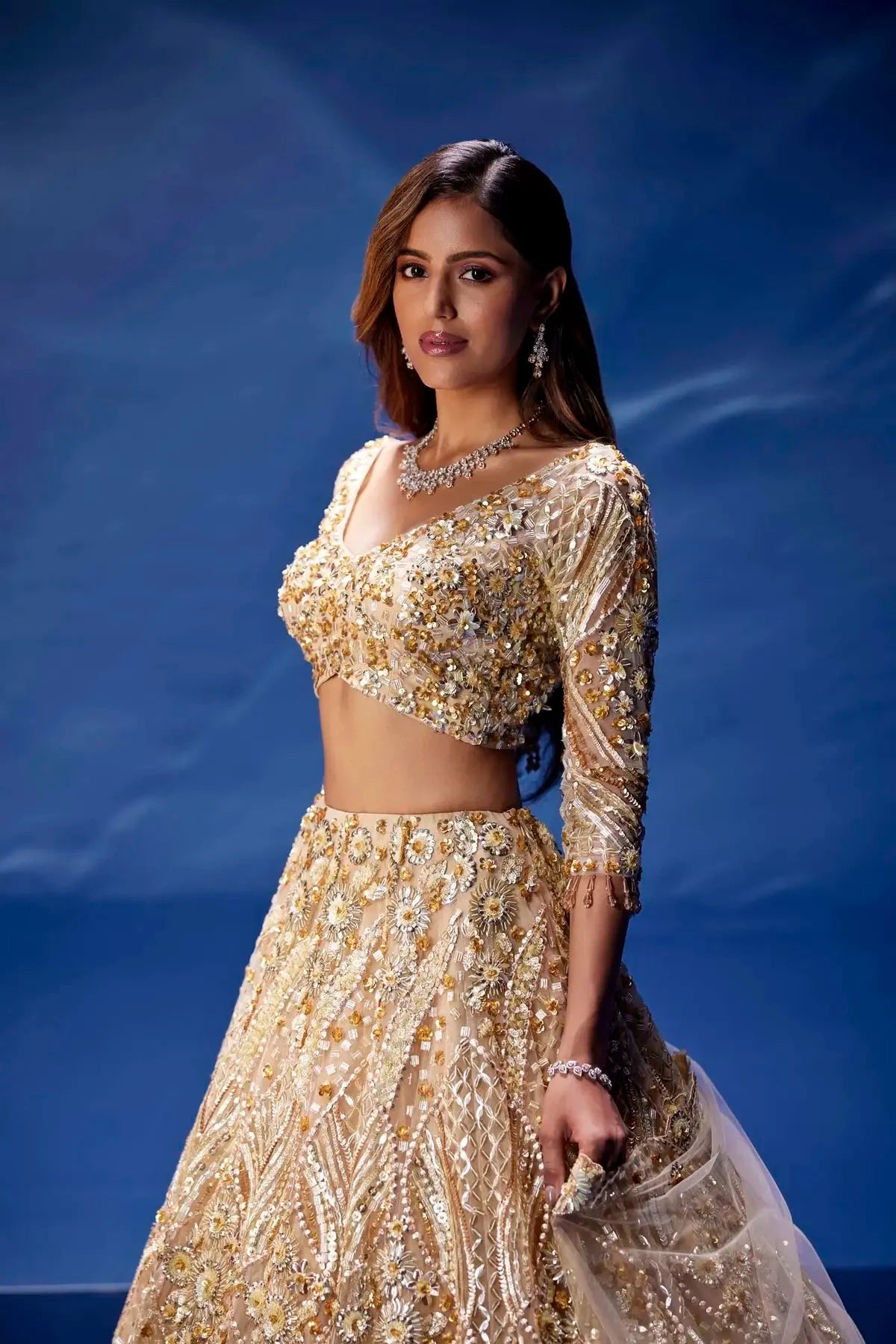 Champagne Gold Christa Lehenga - Pallodstore