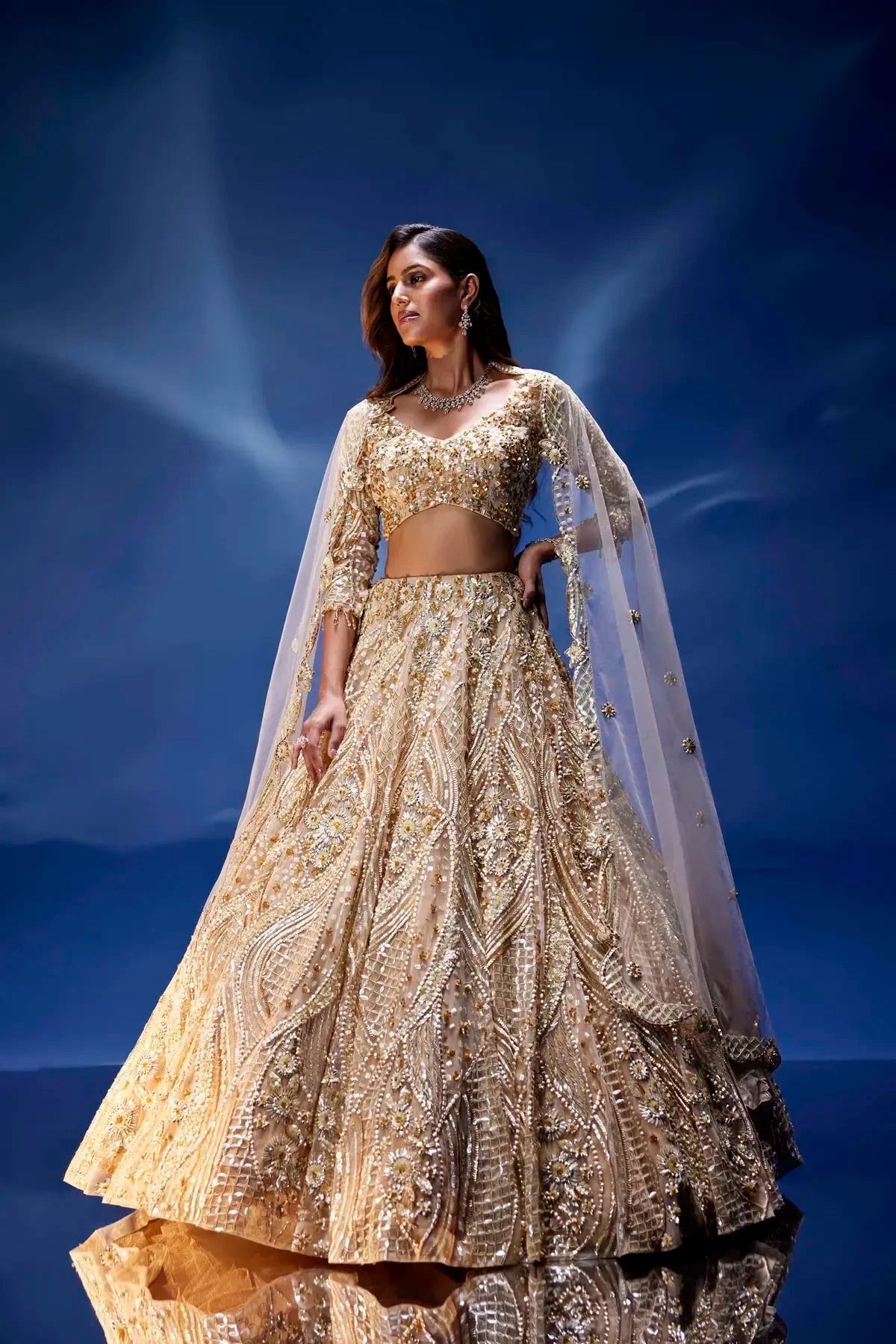Champagne Gold Christa Lehenga - Pallodstore